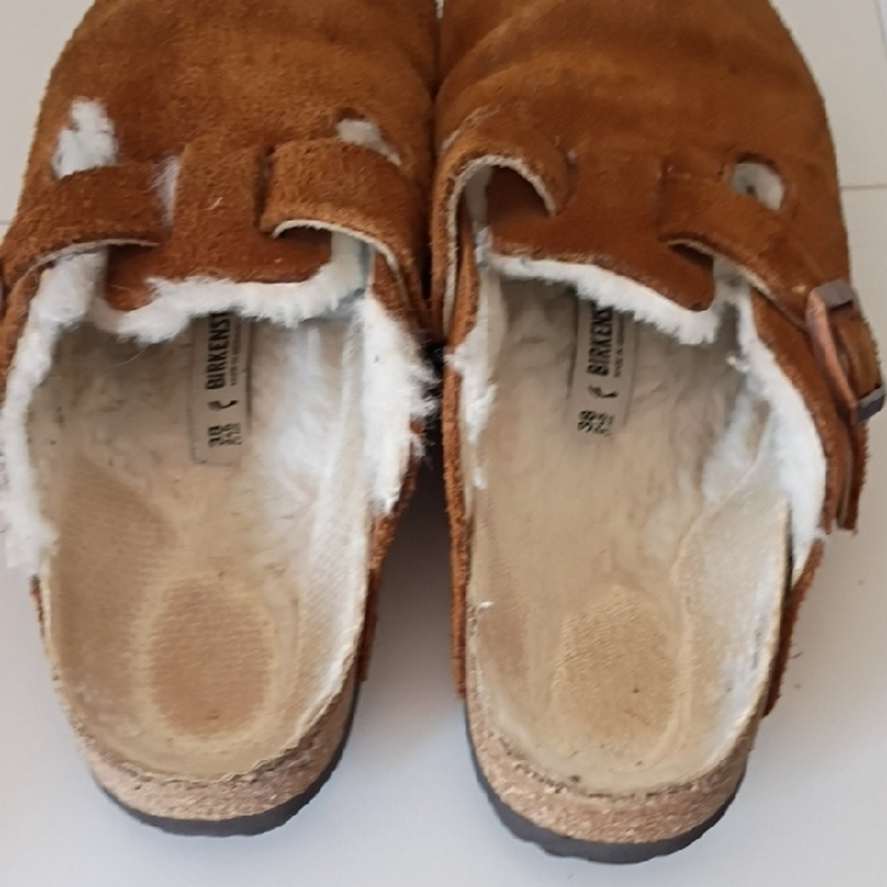 Birkenstock Boston clogs Chestnut Suede Faux-Sheepskin Slip-On Clogs 38 - Picture 8 of 15